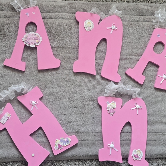 Pink Decorative Letters with Ribbons - Picture 1 of 6